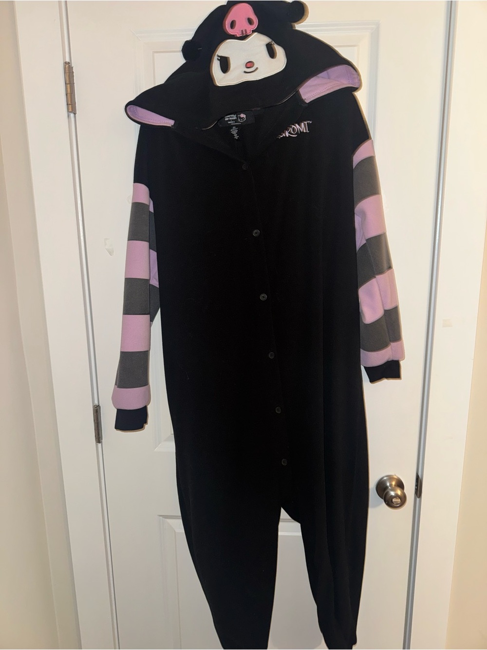Hello Kitty kuromi Plush jumpsuit - Black with Pink Hood